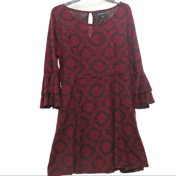 Burgundy Dress with Bell Sleeves - Picture 1 of 1
